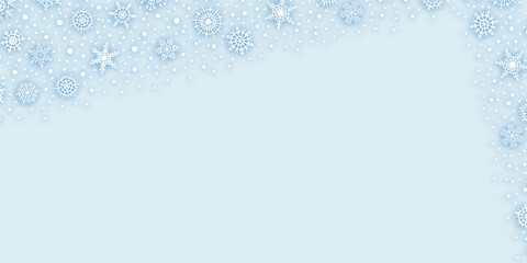 Snowflakes on a light background, winter frame, vector design