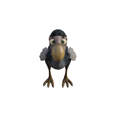 Vulture baby cartoon character on transparent background. PNG file, 3d rendering illustration.