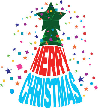Merry christmas tree decorated vector