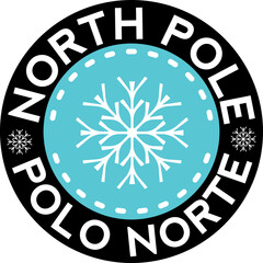 North pole button vector with snowflake