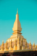 Fototapeta premium Pha That Luang festival Vientiane, Laos. That-Luang Golden Pagoda in Vientiane, Laos. This place is history of laos and Pha That Luang is know to foreign tourists.