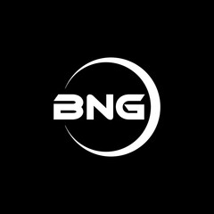 BNG letter logo design with black background in illustrator, cube logo, vector logo, modern alphabet font overlap style. calligraphy designs for logo, Poster, Invitation, etc.