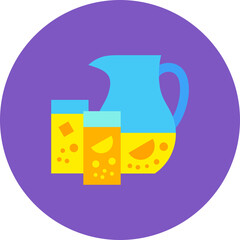 Lemonade Multicolor Circle Flat Icon