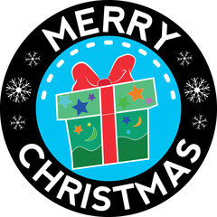 Vector of a button in a circle of merry christmas