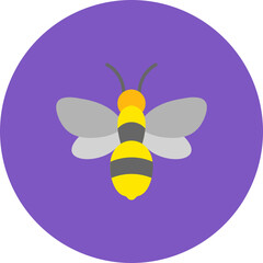 Bee Multicolor Circle Flat Icon