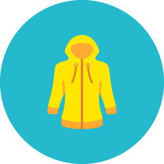 Raincoat Multicolor Circle Flat Icon