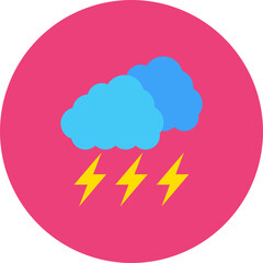 Thunder Multicolor Circle Flat Icon