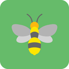 Bee Multicolor Round Corner Flat Icon