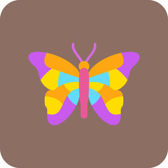 Butterfly Multicolor Round Corner Flat Icon