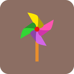 Pinwheel Multicolor Round Corner Flat Icon