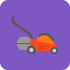 Lawn Mower Multicolor Round Corner Flat Icon
