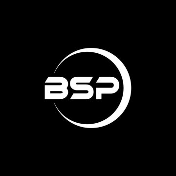 BSP letter logo design with black background in illustrator, cube logo, vector logo, modern alphabet font overlap style. calligraphy designs for logo, Poster, Invitation, etc.