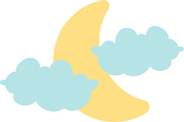 Cloud with half moon illustration