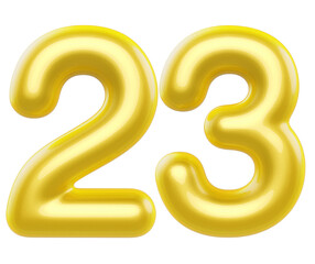 3d balloon numbers 23 golden 
