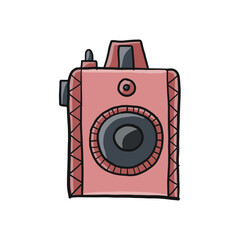 Old fashioned vintage photocamera isolated on white for your design. Vector illustration