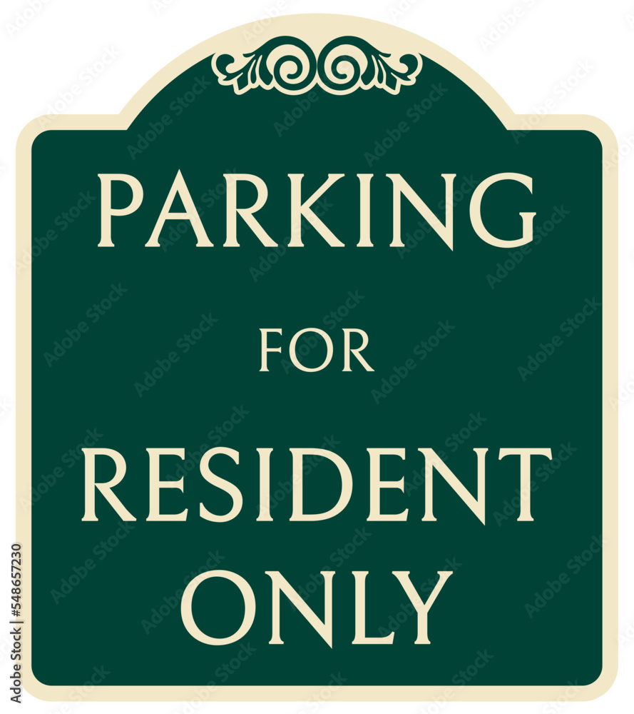 Wall mural decorative parking sign resident parking only