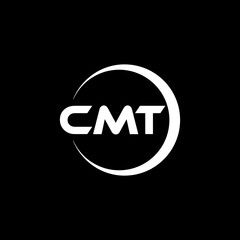 CMT letter logo design with black background in illustrator, cube logo, vector logo, modern alphabet font overlap style. calligraphy designs for logo, Poster, Invitation, etc.