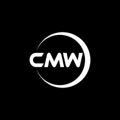 CMW letter logo design with black background in illustrator, cube logo, vector logo, modern alphabet font overlap style. calligraphy designs for logo, Poster, Invitation, etc.