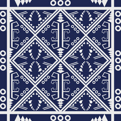 seamless pattern, Traditional geometric patterns for backgrounds, tapestry, wallpaper, scarf, batik, sarong, vector, embroidery. indigo white silk