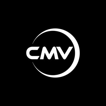 CMV letter logo design with black background in illustrator, cube logo, vector logo, modern alphabet font overlap style. calligraphy designs for logo, Poster, Invitation, etc.