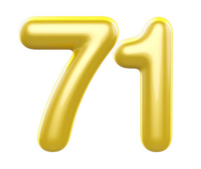 3d balloon numbers 71 golden 