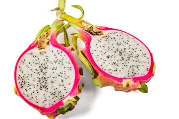 Two halves of pitaya. Isolate on a white background.