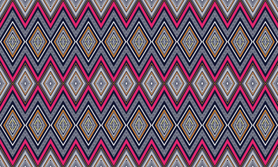 Abstract geometric ethnic pattern design for clothing, fabric, background, wallpaper, wrapping, batik. Knitwear, Pixel pattern, Embroidery style. Tribal vector texture.