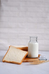 glass of milk and bread 