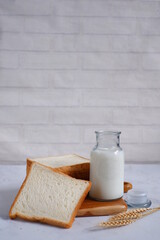 glass of milk and bread 