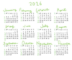 オリジナル手描き　カレンダー