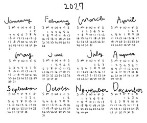 オリジナル手描き　カレンダー
