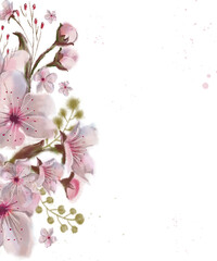 PNG Sakura Vignette Design on Blank Surface. Great for Background, Advertisement, Announcement, Banner, Flyer, Poster, Letterhead, etc.