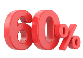 3D 60%. Sixty percent. 3D illustration.