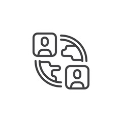 Obraz premium World globe and people line icon
