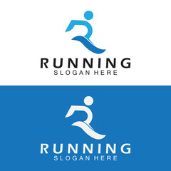 Letter R for running logo design combination letter R and people