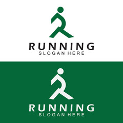 Letter R for running logo design combination letter R and people