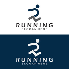 Letter R for running logo design combination letter R and people