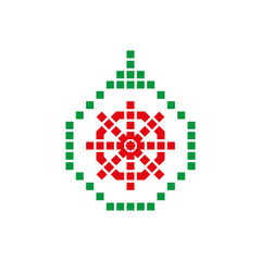 Christmas ball ornament vector logo with snowflake. New Year bauble icon for tree decoration.