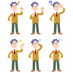 制服を着た男子学生のポーズと仕草　全身
