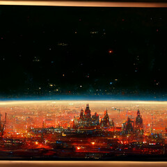 Fototapeta premium View of the city on mars