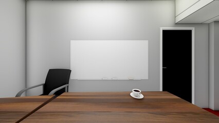 Blank white display on white background with minimal style and spot light. Blank stand for showing product. 3D rendering.