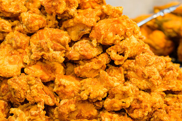 Fried chicken wings. Breaded Crispy fried kentucky chicken tasty dinner.,Fat food,Fastfood concept background.	