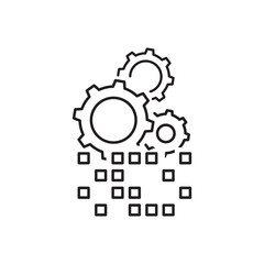 digital transformation icon, industrial future, ai technology, thin line symbol on white background