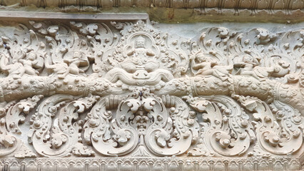 Beautiful wall suclpture of the old temple in Cambodia