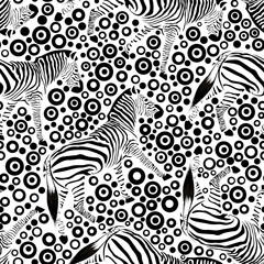 Fototapeta na wymiar Seamless pattern with black and white zebras