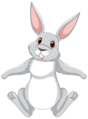 Cute grey rabbit cartoon character