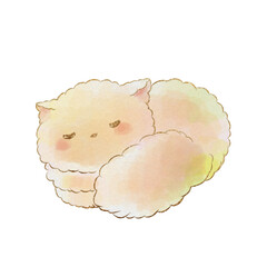 イラスト素材:眠る猫(手描き水彩風)