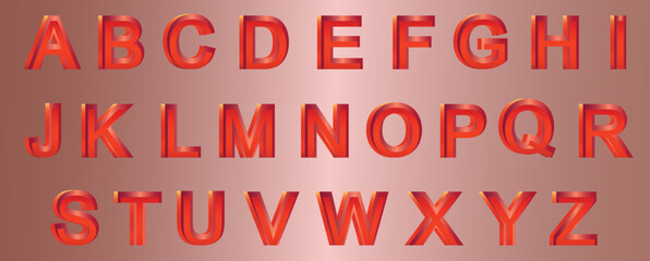 Red Metallic Alphabet Letters font, Elegant font