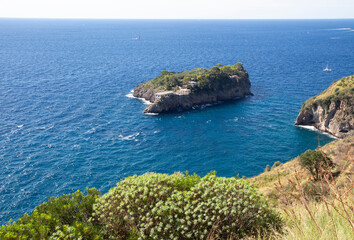 view of ISCA rock, in Crapolla on the Amalfi coast. it was the home of Eduardo De Filippo