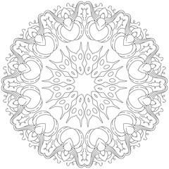 Easy mandala, coloring pattern for meditation on white background.